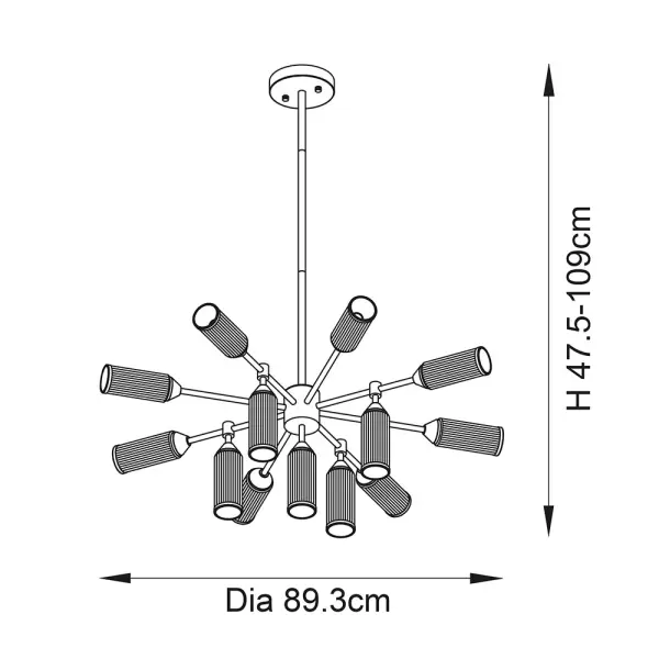 Sally 13 Light Ceiling Pendant in Satin Brass