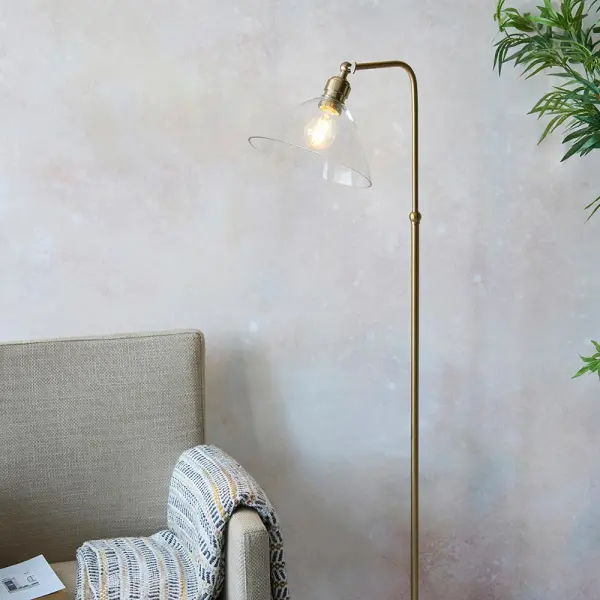 Lucy Antique Brass & Clear Glass Floor Lamp