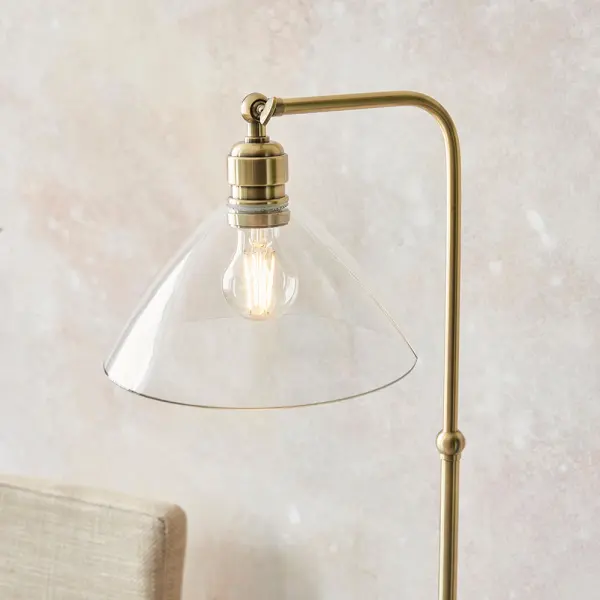Lucy Antique Brass & Clear Glass Floor Lamp