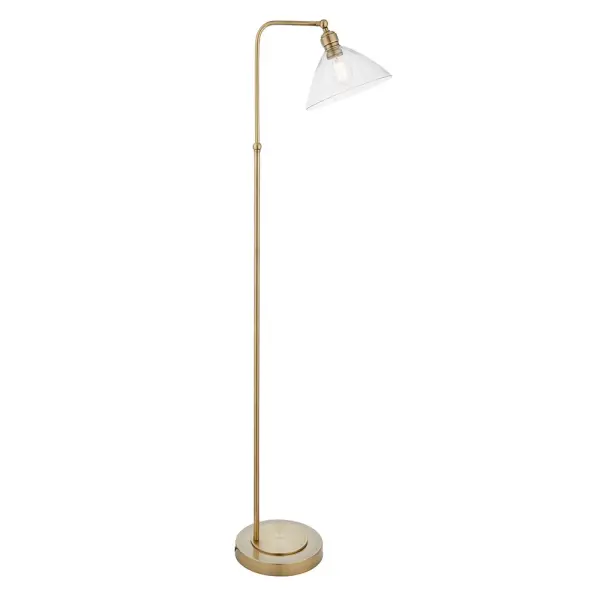 Lucy Antique Brass & Clear Glass Floor Lamp