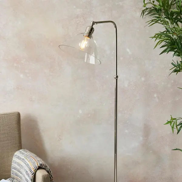 Lucy Bright Nickel & Clear Glass Floor Lamp