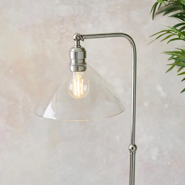 Lucy Bright Nickel & Clear Glass Floor Lamp