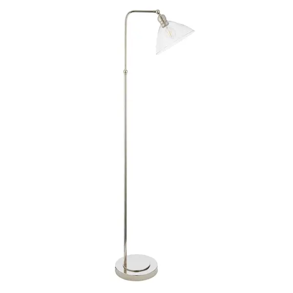 Lucy Bright Nickel & Clear Glass Floor Lamp