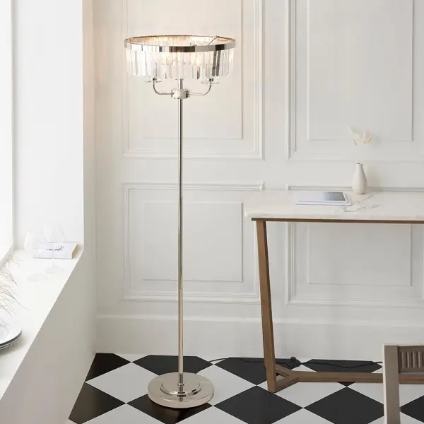 Carol Bright Nickel & Crystal Floor Lamp