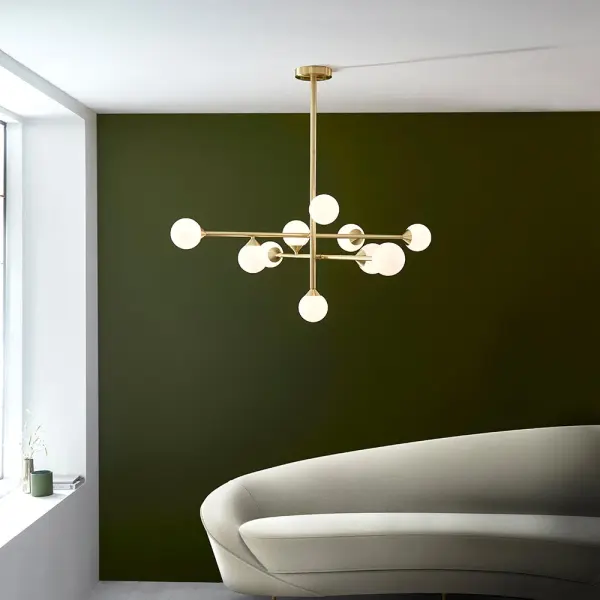 Eve 10 Light Satin Brass Pendant with White Shades