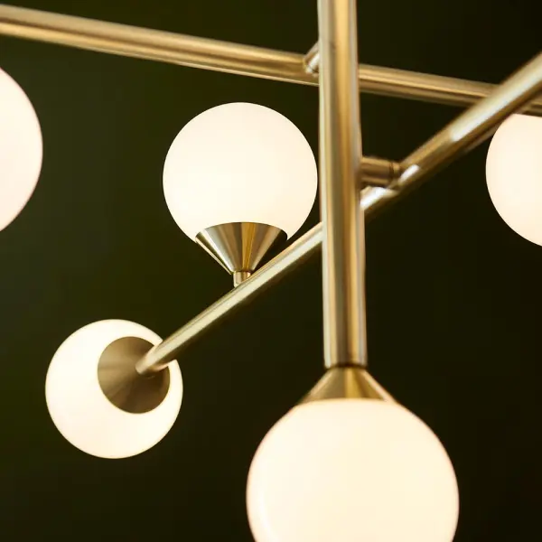 Eve 10 Light Satin Brass Pendant with White Shades