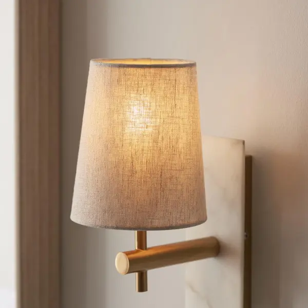 Ellie Brass & Marble Wall Light with Tapered Shade