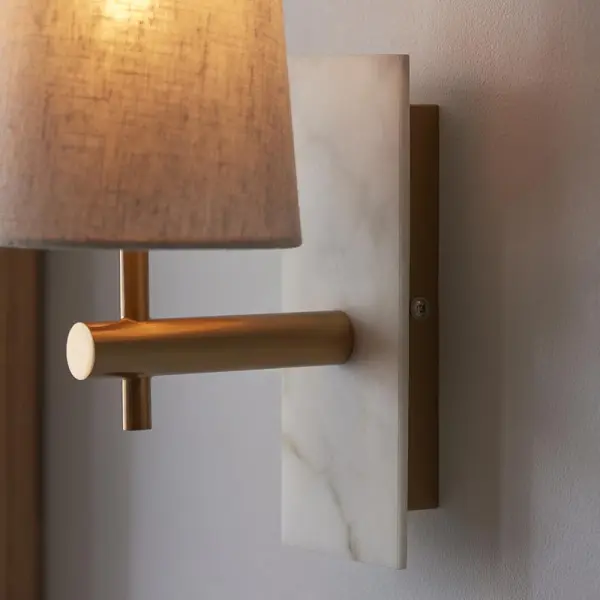 Ellie Brass & Marble Wall Light with Tapered Shade