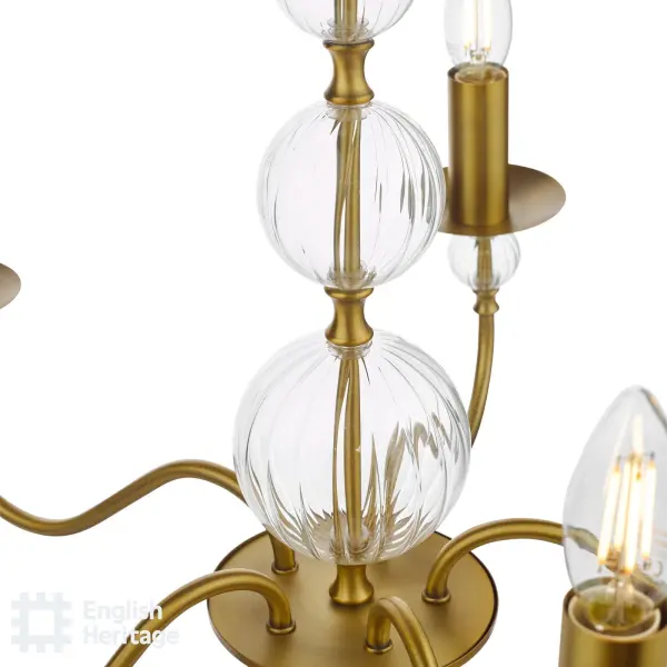 Wrest Park 5 Light Aged Brass Pendant