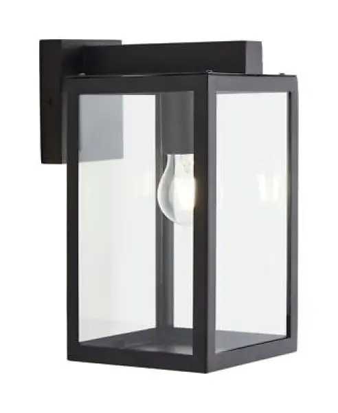 Hestia Glass Wall Lantern in Black Finish