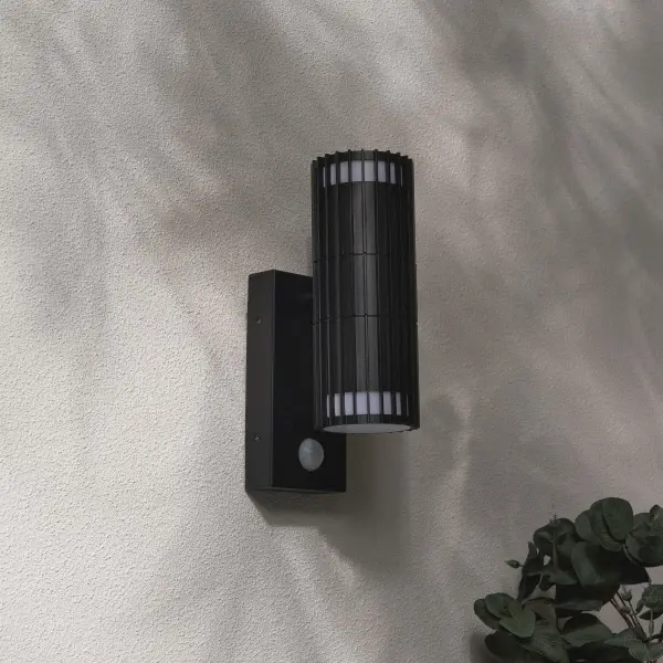 Muto Up & Down Black Wall Light with PIR