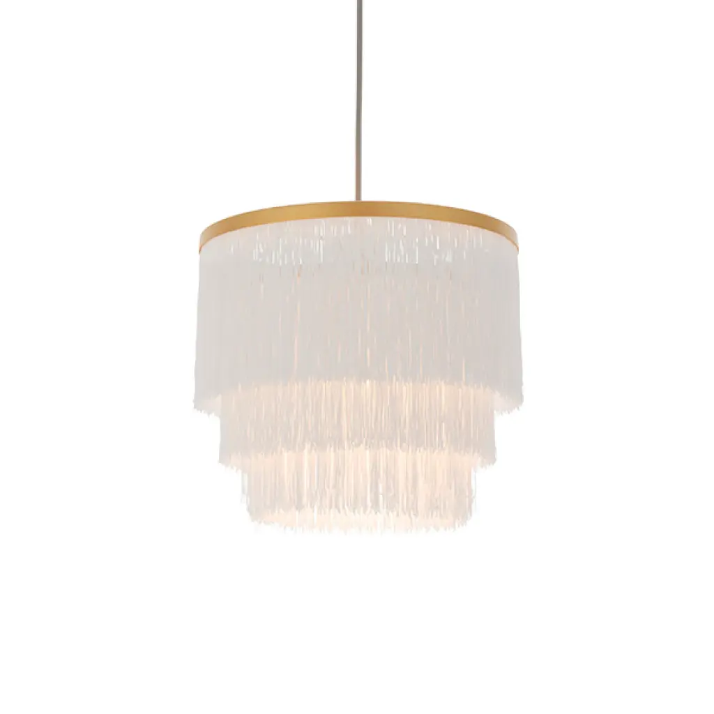 Single Gold & White Fringe Pendant