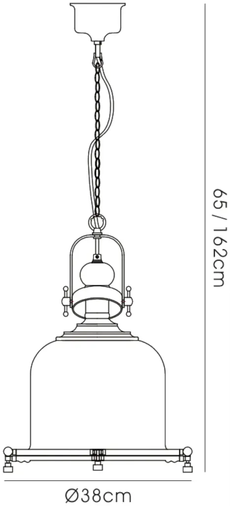 Riley Medium Bell Pendant in Antique Brass & Cognac Glass