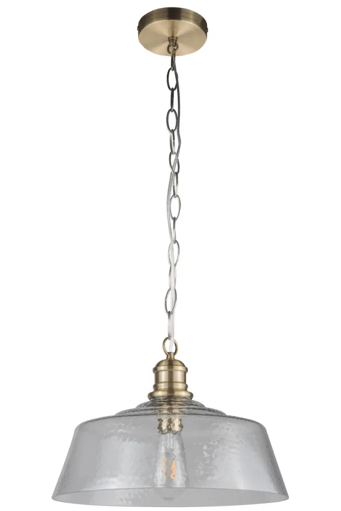 Millar Single Glass Pendant in Antique Brass
