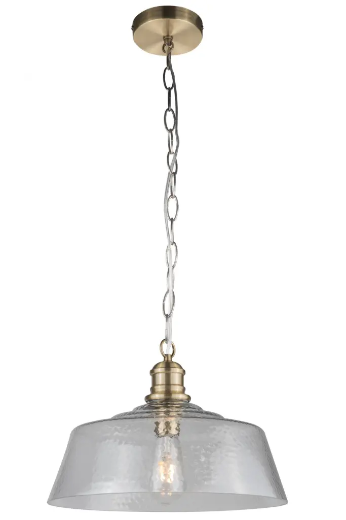 Millar Single Glass Pendant in Antique Brass
