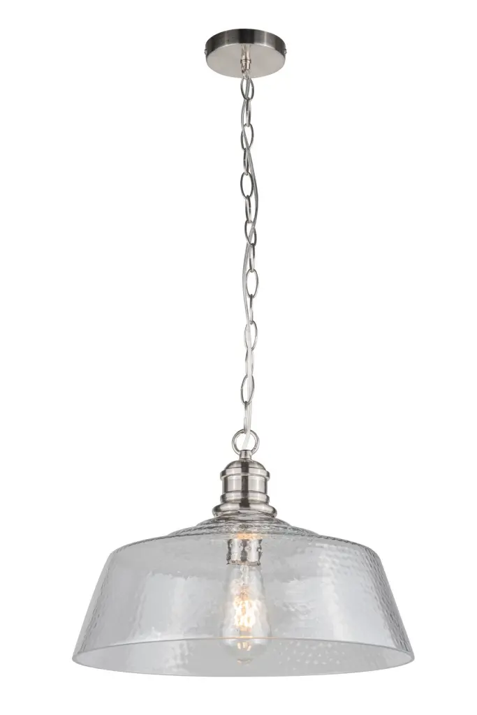 Millar Single Glass Pendant in Satin Chrome