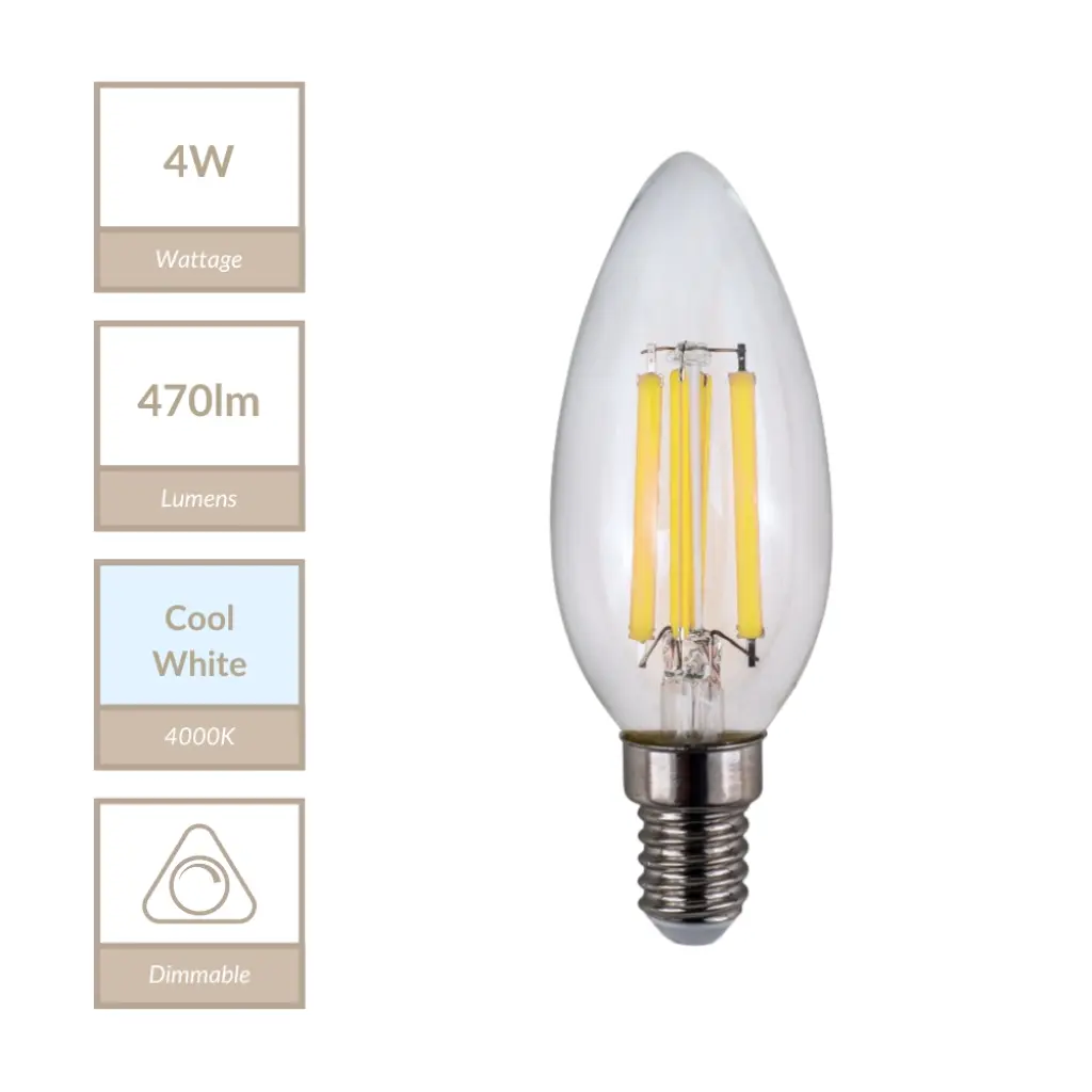 4W E14 Dimmable Candle Bulb in Cool White