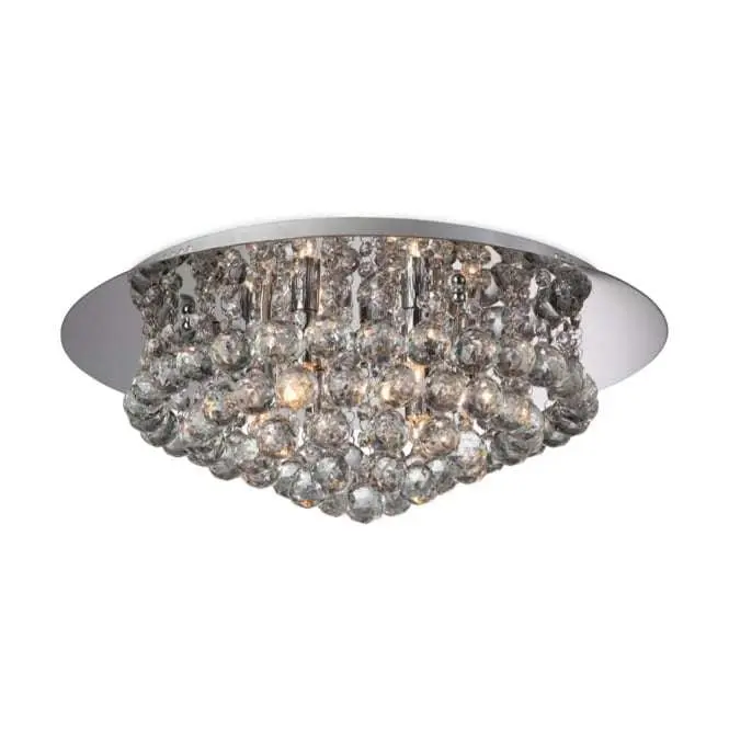 Modern Polished Chrome Semi Flush Ceiling Crystal Light