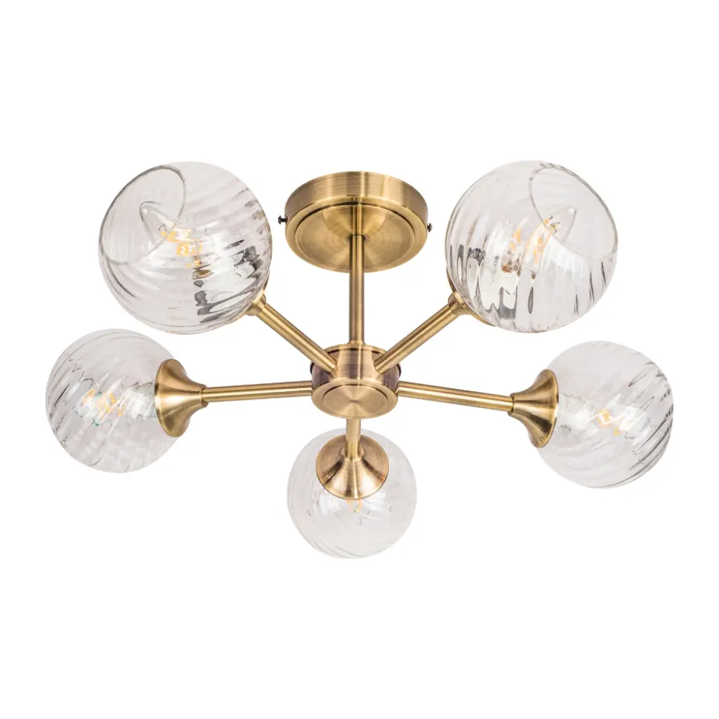 Mona 5 Light Antique Brass Semi Flush Fitting