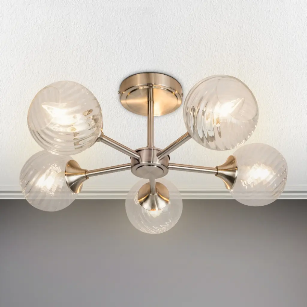 Mona 5 Light Satin Chrome Semi Flush Fitting