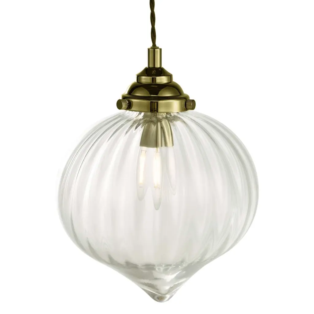 Mya Antique Brass & Glass Pendant