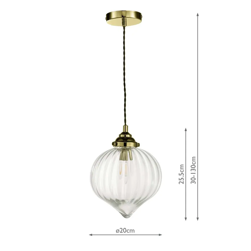 Mya Antique Brass & Glass Pendant