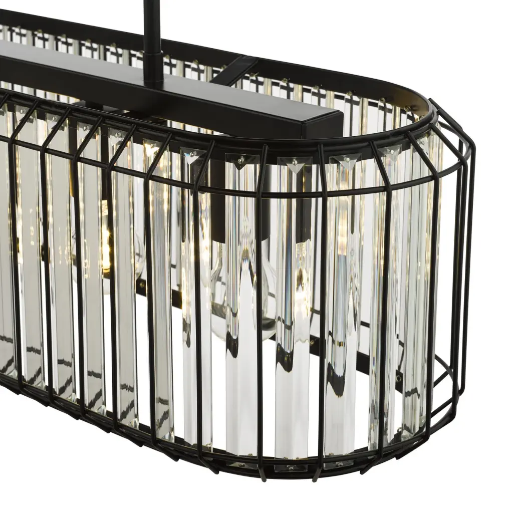 Naeva 5 Light Matt Black & Crystal Bar Pendant