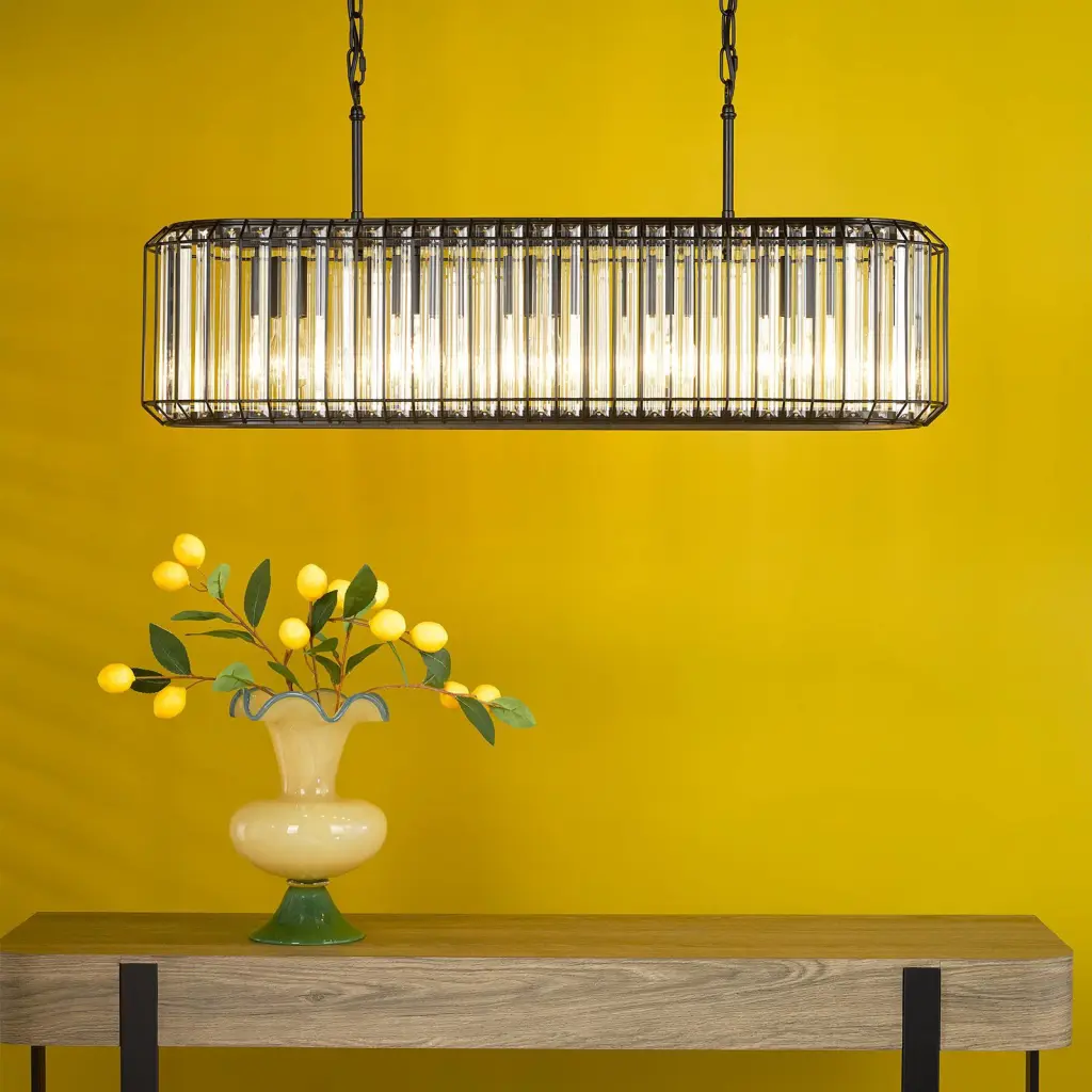 Naeva 5 Light Matt Black & Crystal Bar Pendant