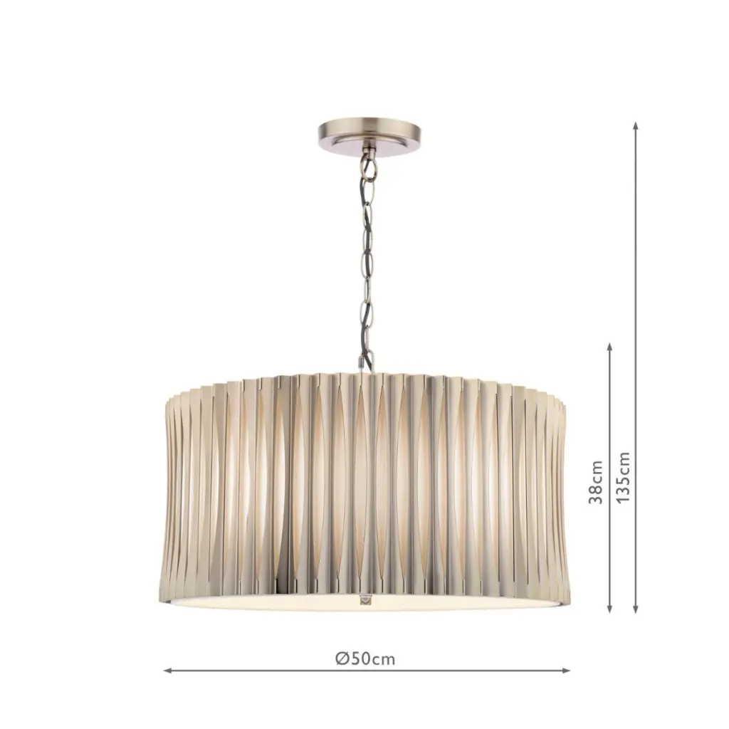 Netra 3 Light Satin Bronze & Ivory Pendant