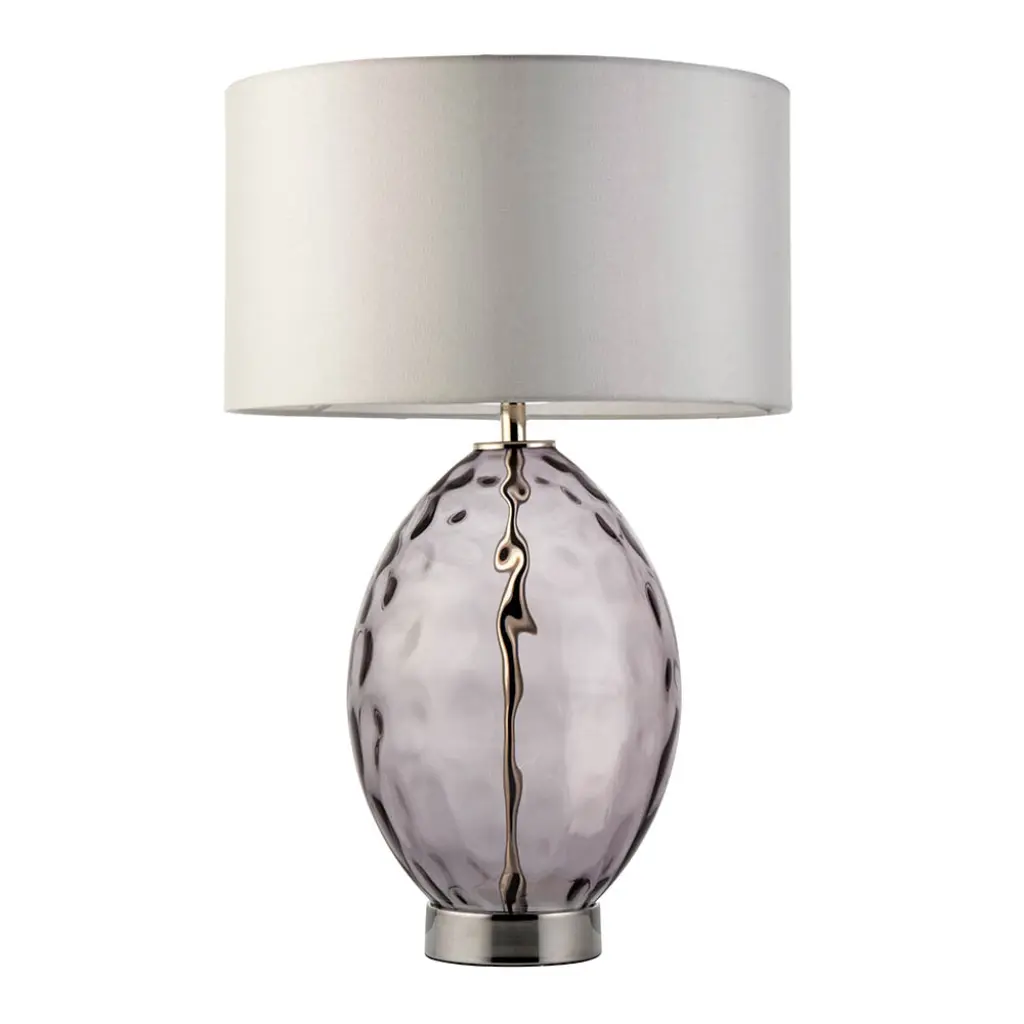 Elin Nickel & Pale Grey Lustre Touch Table Lamp C/W Shade