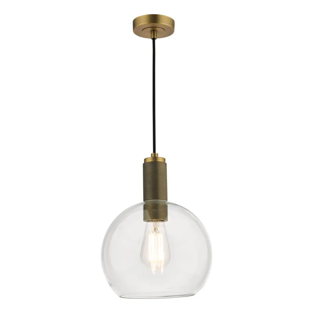 Nikolas Natural Solid Brass Pendant With Clear Glass Shade