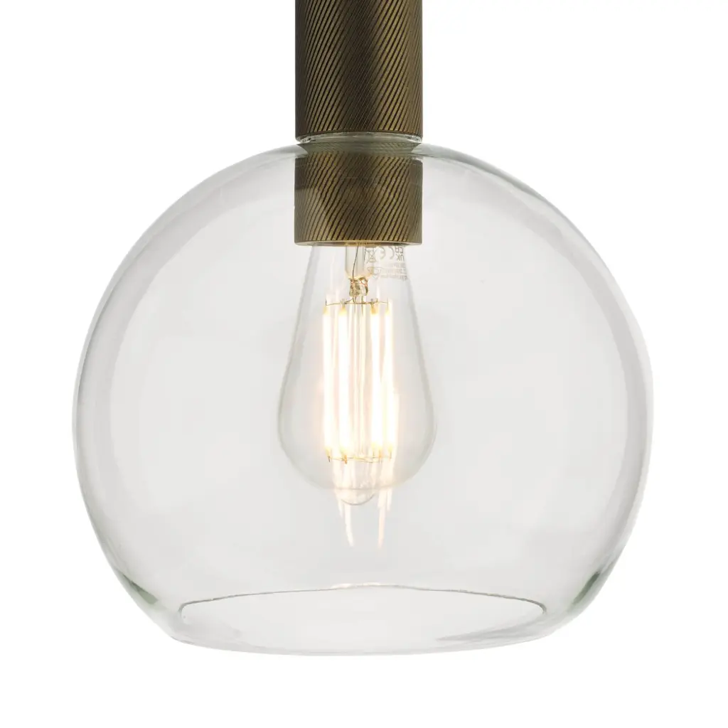 Nikolas Natural Solid Brass Pendant With Clear Glass Shade
