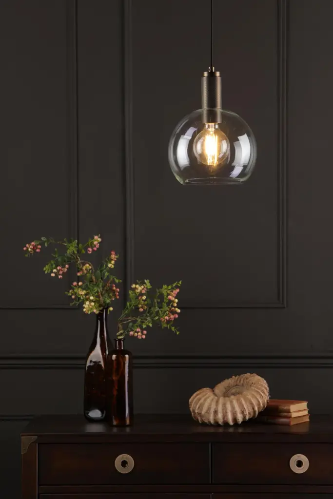 Nikolas Natural Solid Brass Pendant With Clear Glass Shade