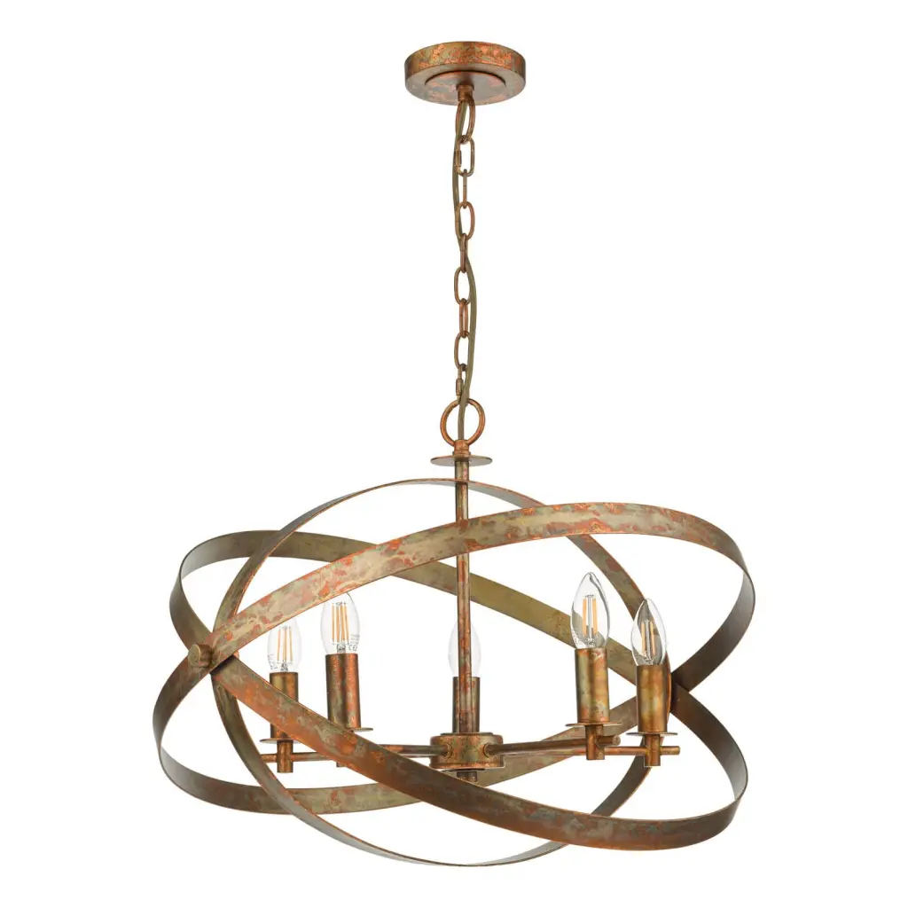 Nitya 5 Light Mottled Copper Pendant