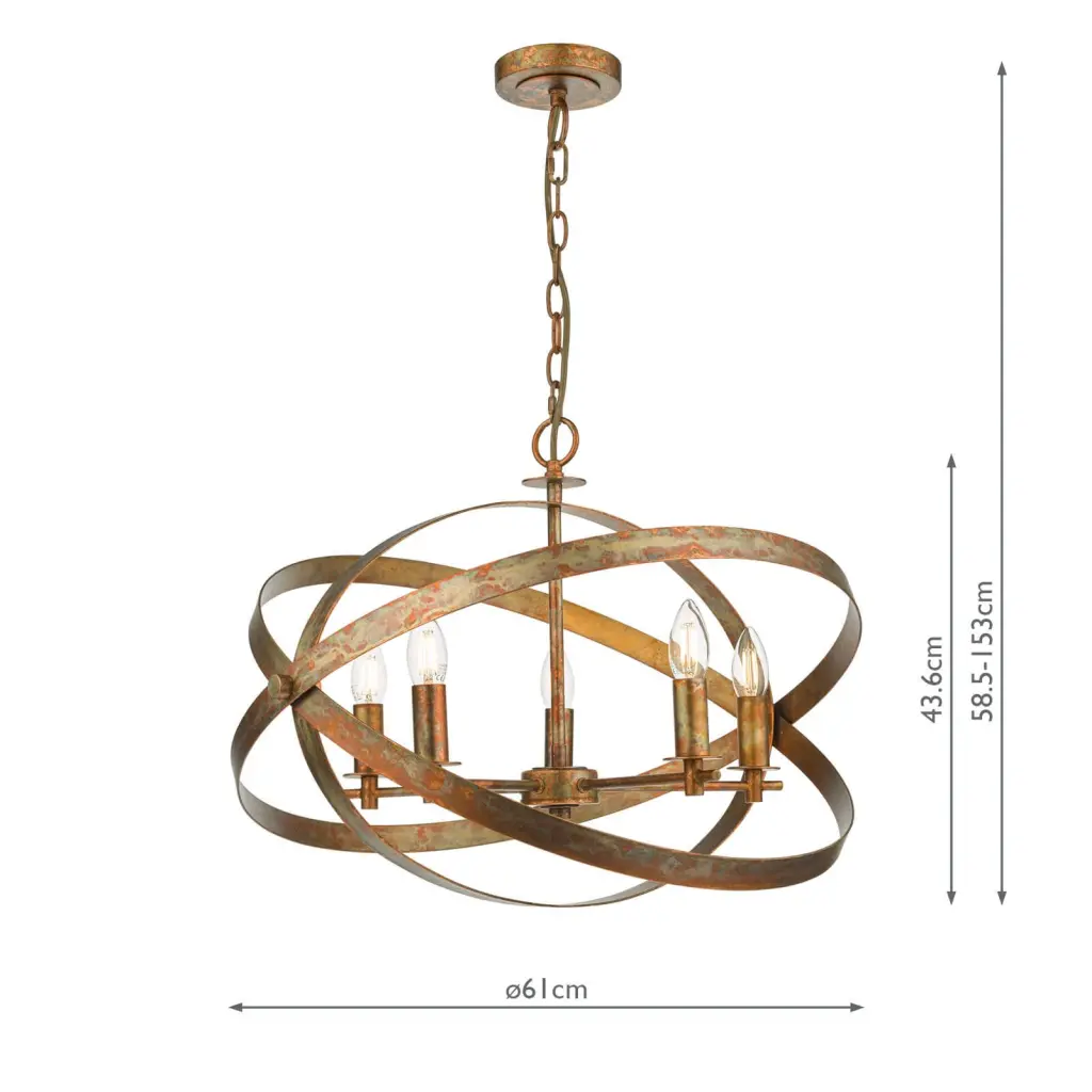 Nitya 5 Light Mottled Copper Pendant