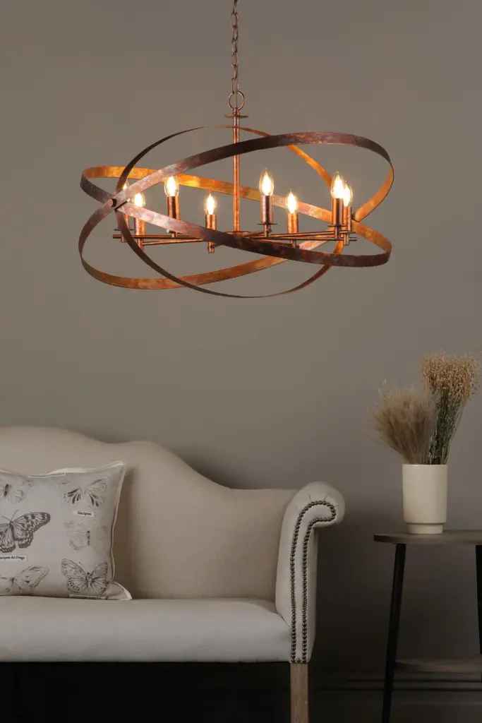 Nitya 8 Light Mottled Copper Pendant
