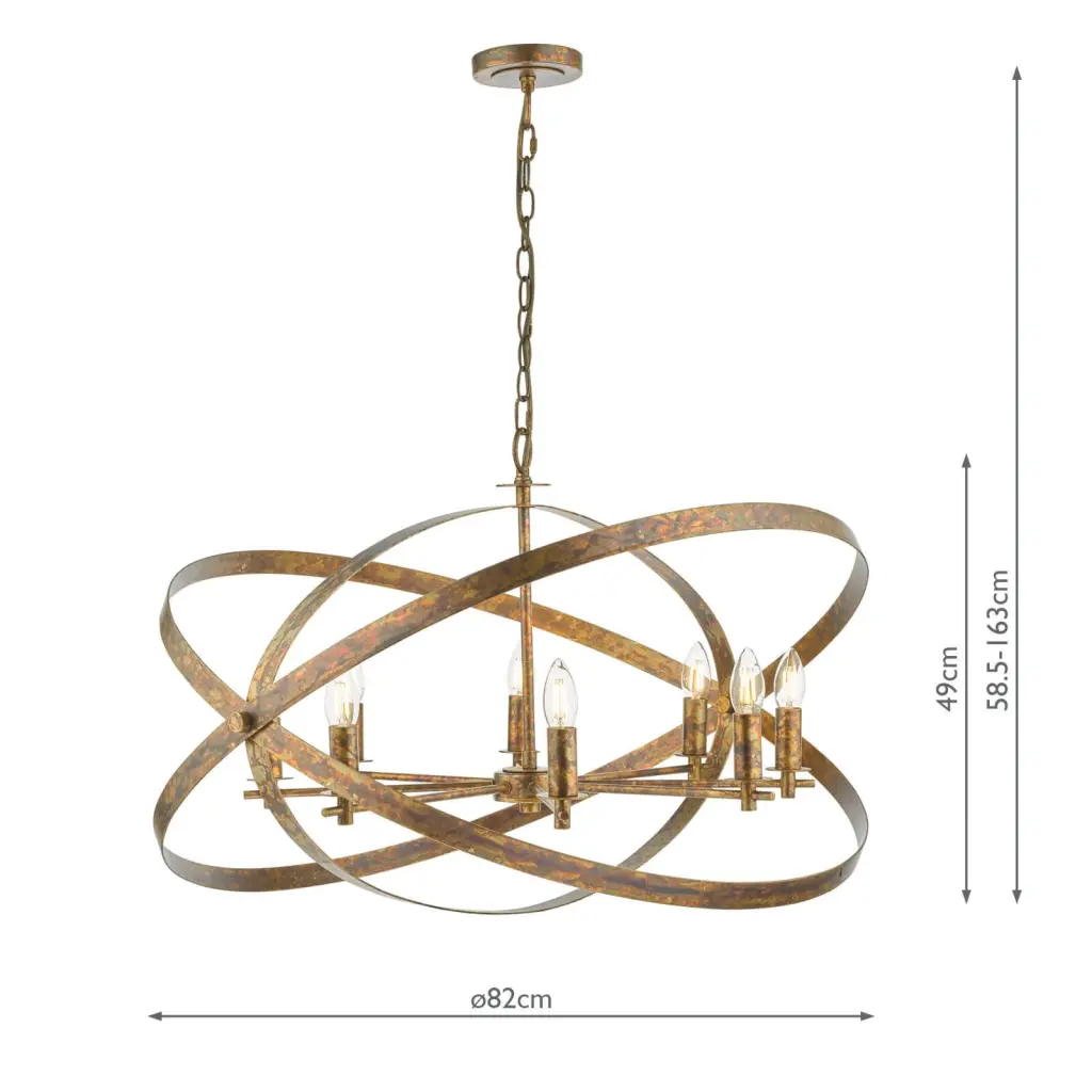 Nitya 8 Light Mottled Copper Pendant