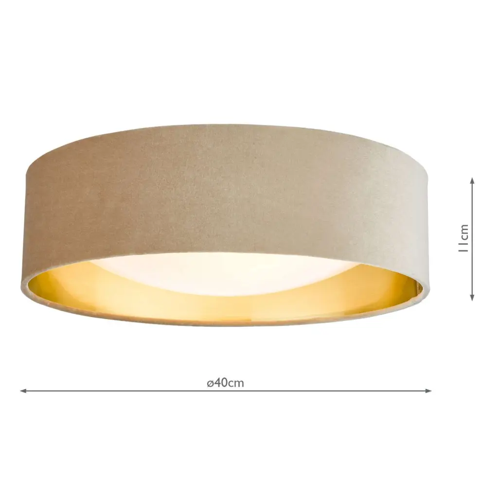 Nysa 2 Light 40cm Flush Fitting with Taupe Velvet Shade