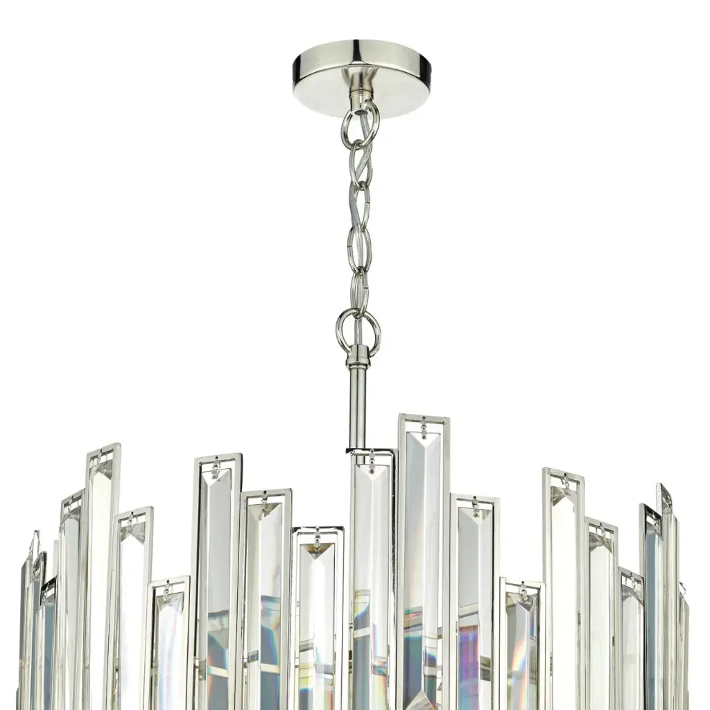 Odile 6 Light Pendant Champagne Crystal Polished Nickel Frame