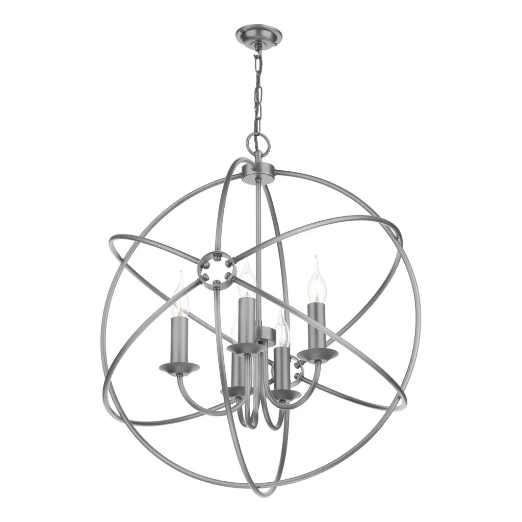 Orb 5 Light 600mm Pendant in Aged Silver