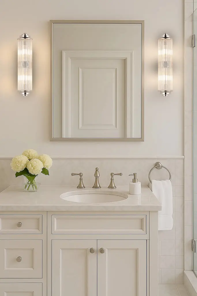 Appeal Small Flush Wall Light in Polished Nickel IP44