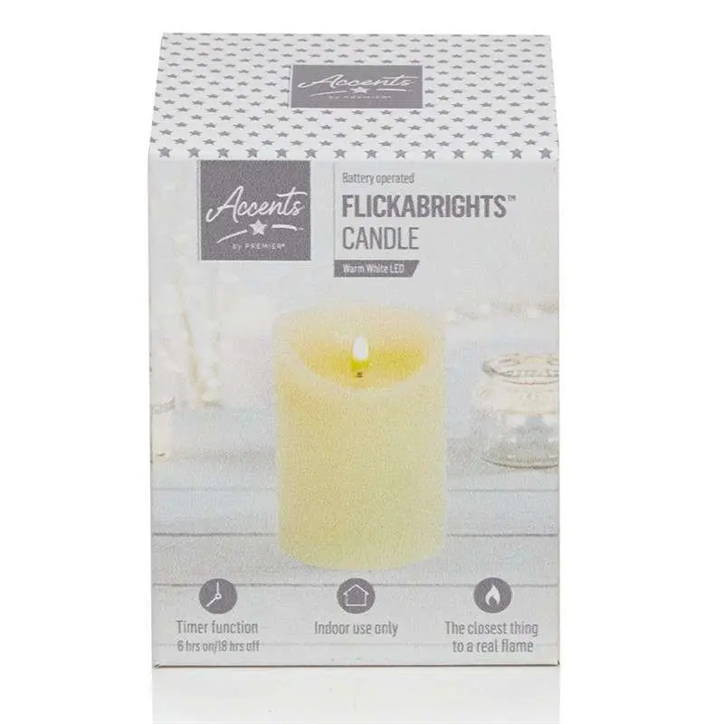 13cm Cream Flickabright LED Candle with Timer