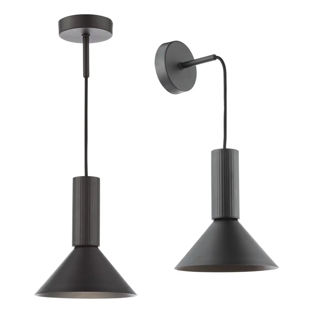Ragnar Satin Black Pendant/Wall Light