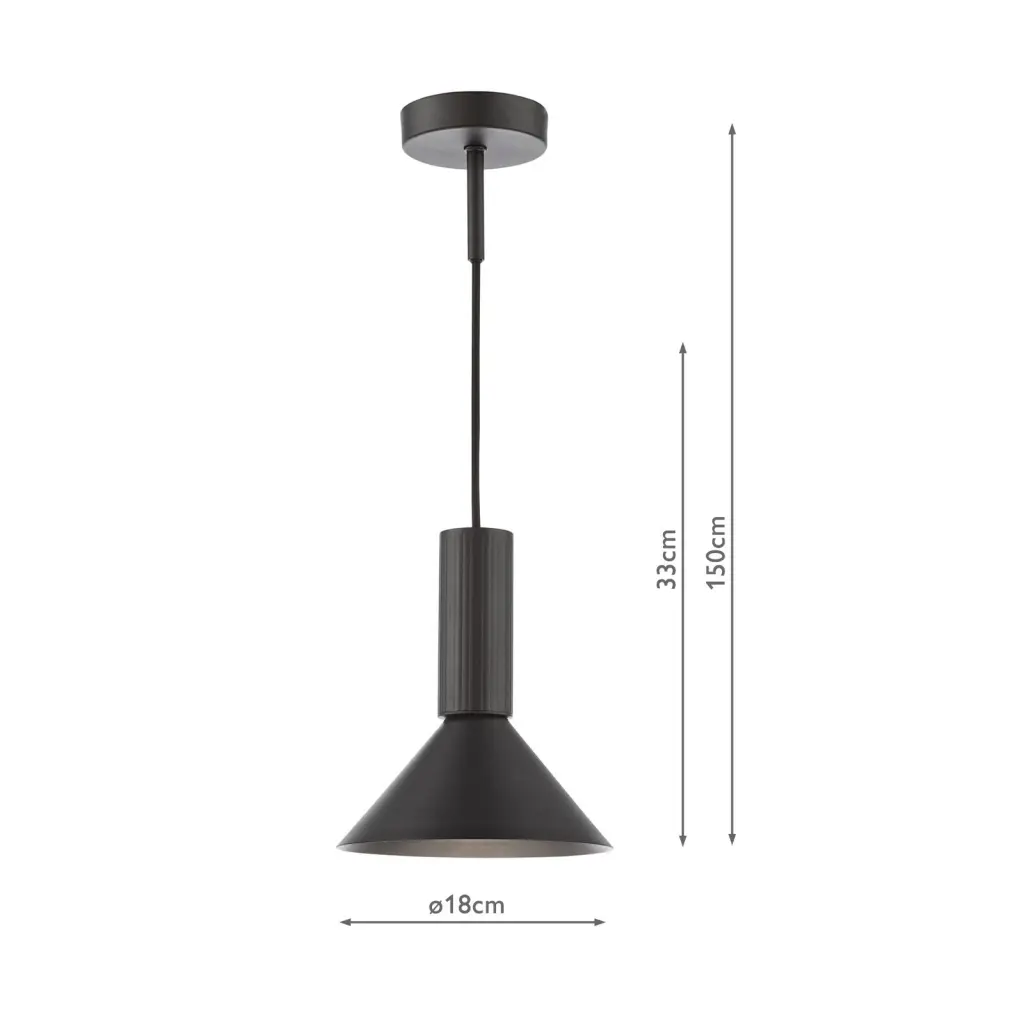 Ragnar Satin Black Pendant/Wall Light