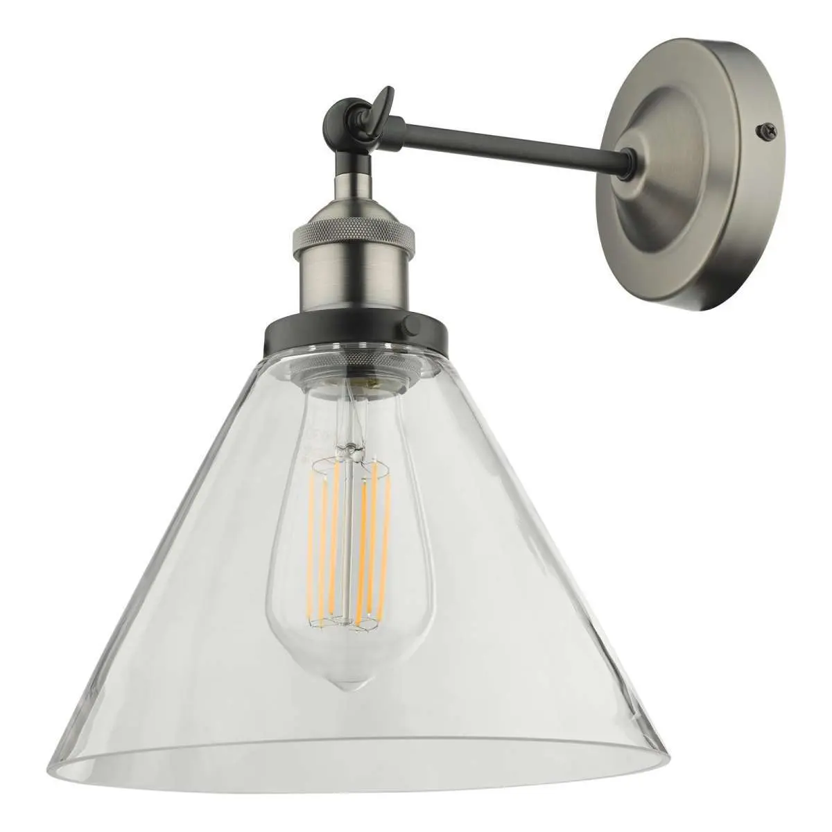 Ray 1 Light Wall Bracket Antique Nickel with Clear Glass