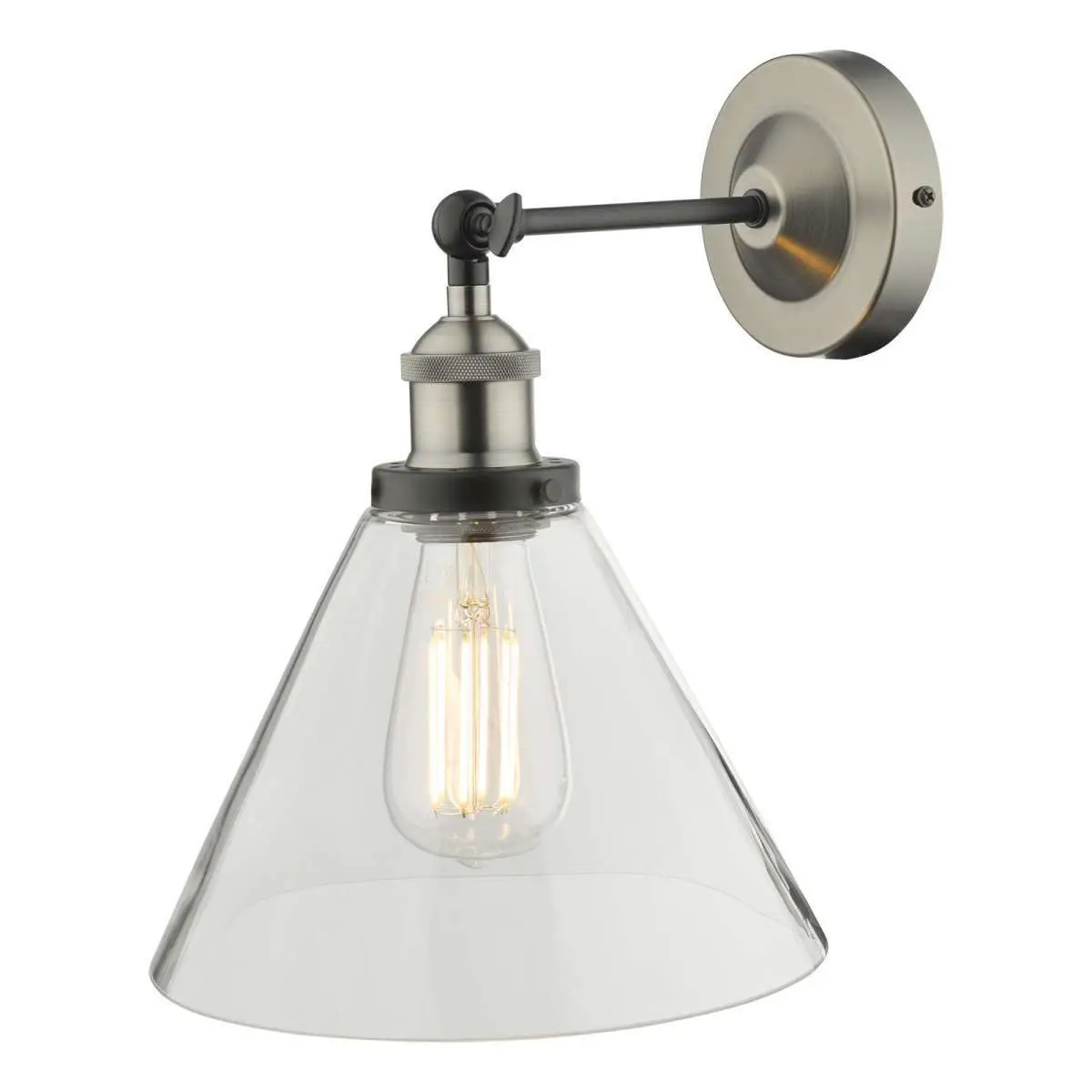 Ray 1 Light Wall Bracket Antique Nickel with Clear Glass