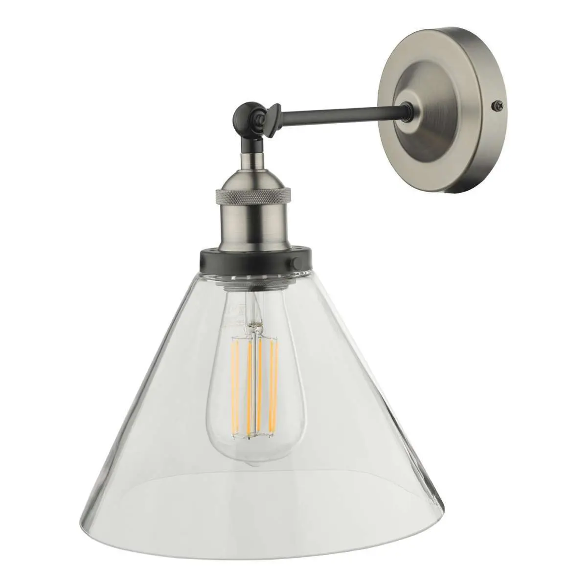 Ray 1 Light Wall Bracket Antique Nickel with Clear Glass