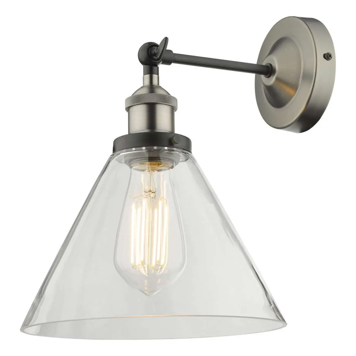Ray 1 Light Wall Bracket Antique Nickel with Clear Glass