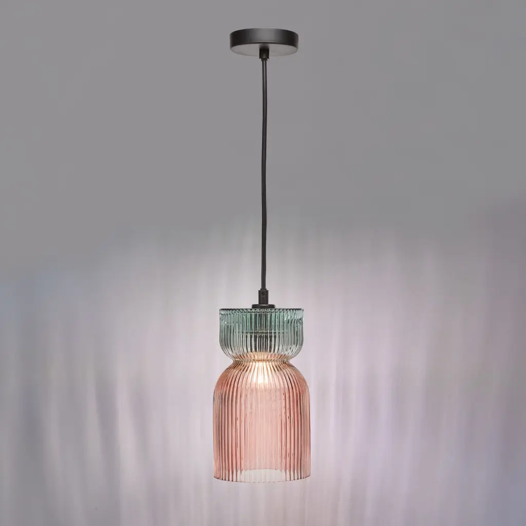 Rhubarb Pink & Green Single Pendant