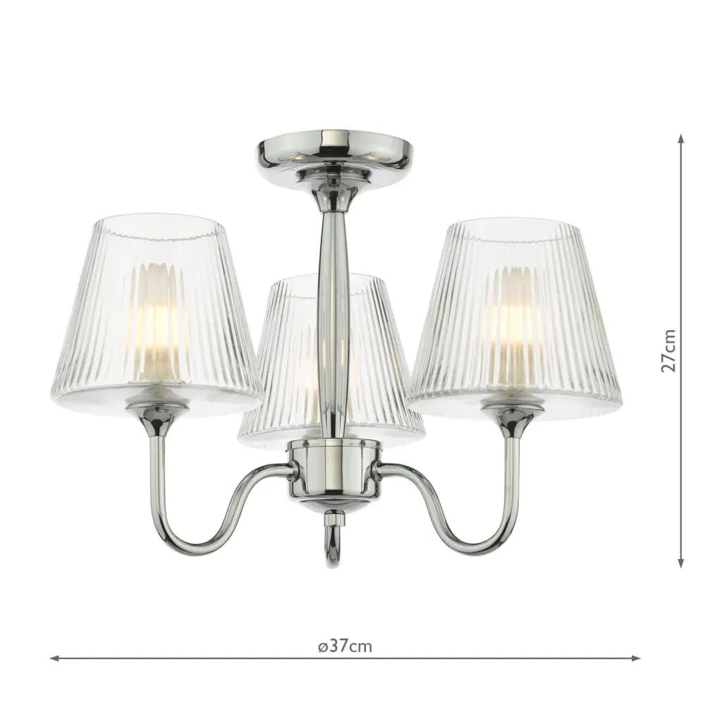 Rimaz 3 Light Polished Chrome Semi Flush IP44